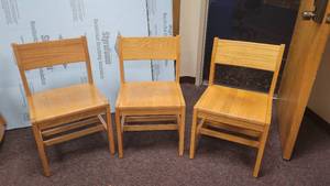 lot 5469 image: (3) Solid Wood Chairs