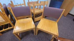 lot 5477 image: (2) Armless Solid Wood Chairs W a Soft Back