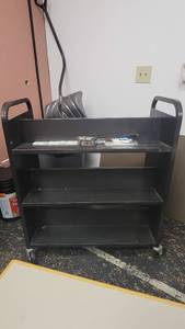 lot 5500 image: Double Sided 3-Tier Book Cart on Wheels