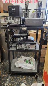 lot 6495 image: Black 3-Tier Roling Cart W Outlets&nbsp