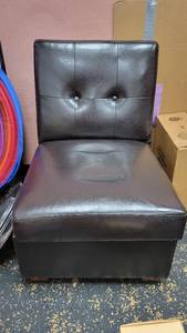 lot 9665 image: Leather Armless Lounge Chair W Storage