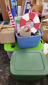 lot 9684 image: Box of Young Childrens Books, Cowboy Hats, Princess The Nap Mat, and More