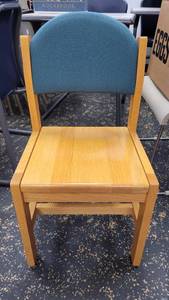 lot 9713 image: Lott of 3 Sold Wood Armless Chairs W Blue Back&nbsp