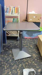 lot 9730 image: 2ft Peppered Aluminum Tabel W Adjustable Heights&nbsp