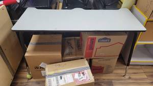 lot 9763 image: Gray Laminate 2 Student Worktable