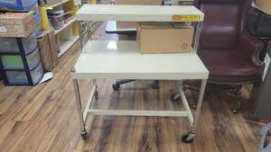 lot 9775 image: Metal Rolling Table W Lockable Wheels