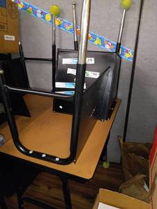 lot 9812 image: 2 Student Desks W Storage For Books&nbsp