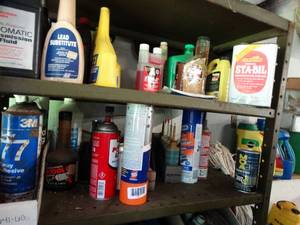 lot 1011 image: 2 Shelves of Mixed Variety of Automotive  Tool Chemicals