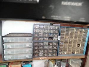 lot 1021 image: Lot of Small Parts Storage Cabinets w Contents