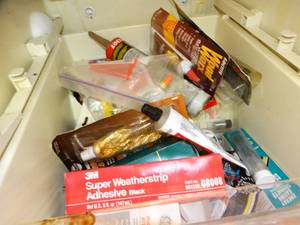 lot 1068 image: Mixed Lot of Adhesives  Contents in Side By Side Fridge