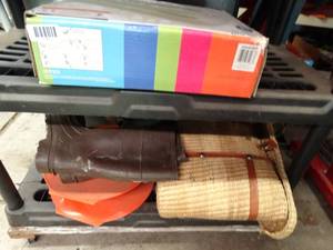 lot 1182 image: Work Gloves - Mud Boots - Cord Holder - Pool
