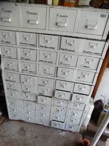 lot 1232 image: Large Multi Drawer Metal Cabinet with Contents  L00K
