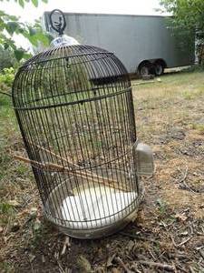 lot 1425 image: Domed Top Metal Bird Cage