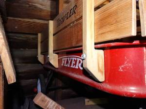 lot 1449 image: Kids Radio Flyer Wagon with Wood Sides