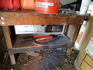 lot 1479 image: Work Table and Vise  Other Contents not Included
