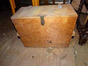 lot 1497 image: Wood Box with Misc Contents