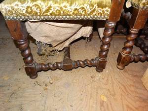 lot 1503 image: two Beautiful Antique Twisted Wood Chairs - Need Restoring