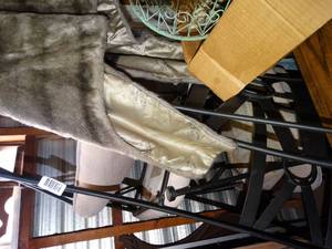 lot 1519 image: Lot of 4 Quality Padded Metal Chairs and Fur
