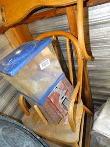 lot 1532 image: Wood High-Chair and Metal-Glass Gum ball Machine