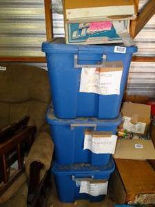 lot 1527 image: Misc Glass Collectibles ang 3 Tubs of Seasonal Decor