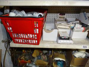 lot 1585 image: Electrical outlets, outlet covers, pvc pipe and etc
