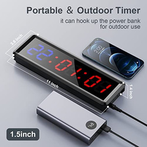 lot 2400 image: Gym Timer with Remote, Clear Gym Interval Timer Display Date, CountdownUp Gym Clock with Buzzer, Hookup Bank Power Fitness Timer Stopwatch for Gym Home Garage��