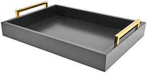 lot 2401 image: 16x12 Serving Trays with Handles, Grey Decorative Serving Tray, Gray Ottoman Trays for Breakfast, Coffee, Living Room, Bathroom, Kitchen and Outdoors��Grey��