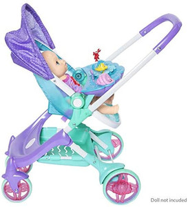 lot 2409 image: My Disney Nursery Musical Bubble Baby Doll Stroller Inspired by The Little Mermaid, 4-in-1 Feature Doll Stroller, Forup to 14 Baby Dolls, Blows Bubbles & Plays Under The Sea for Girls Ages 3