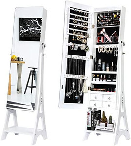 lot 2417 image: TWING Jewelry Cabinet Armoire Free Standing 6 LED Jewelry Armoire With Full Mirror, Jewelry Organizer, Mirrored Jewelry Cabinet,