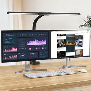 lot 3568 image: LED Desk Lamp, 24W Architect Desk Lamp with Clamp 31.5 Wide Office Light 1800LM Large Bright Desk Lights with Auto Dimming, Modes, Timer, Tall Desk Lamps for Home Office White