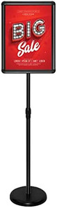 lot 3571 image: SCZS Floor Sign Stand Adjustable Pedestal Sign Holder Stand, Poster Stand Aluminum Snap Open Frame for 8.5X11 Inches with Heavy Round Base, Both Vertical and Horizontal Sign Displayed (8.5x11inches)