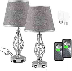 lot 6027 image: Touch Table Bedside Lamps Set of 2