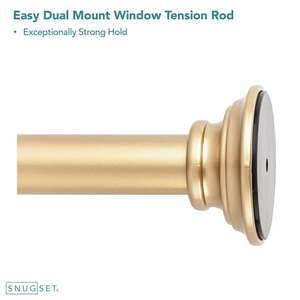 lot 6058 image: Snug Set  Ultra Strong Secure Hold Tension  Gold Window Curtain Rod  Easy Mount  2 Silicone Never Slip Pads  Durable Steel Construction  78 Diameter