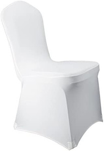 lot 7151 image: WELMATCH White Spandex Chair Covers Wedding Universal - 10 Pcs Banquet Wedding Party Dining Decoration (White, 10)