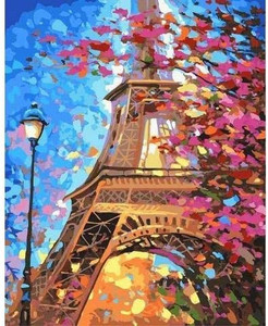lot 8022 image: DIY Paint by Numbers Kit for Adults - Eiffel Tower  Paint by Number Kit On Canvas for Beginners  Home Wall Decor  Pre-Printed Art-Quality Canvas 20��� x 16���, 3 Brushes, Acrylic Paints����