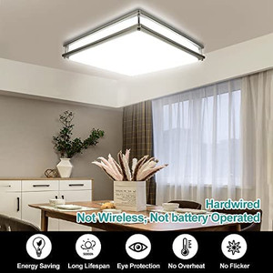 lot 8049 image: Upgraded 48W Dimmable LED Flush Mount Light, Modern 18 Inch Square Ceiling Lighting Fixture with Remote and Memory Function for BedroomLiving RoomDining Room, 3000K4000K6000K Color Changeable