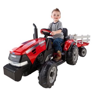 lot 8059 image: Peg Perego Case IH Magnum Tractor and Trailer 12-Volt Battery-Powered Ride-On