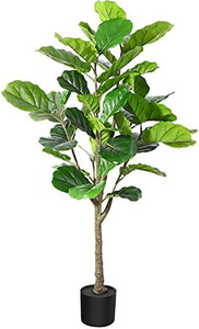 lot 8065 image: Fopamtri Artificial Fiddle Leaf Fig Tree 4.3 Feet Feaux Ficus Lyrata Plant with 44 Leaves Faux Plant for Indoor Outdoor Fake Plants in Pot for Home Office Perfect Housewarming Gift