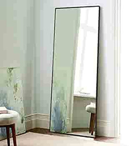 lot 8067 image: NeuType Full Length Mirror Floor Mirror with Standing Holder BedroomLocker Room StandingHanging Mirror Dressing Mirror Wall-Mounted Mirror (Black)