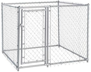 lot 8495 image: Lucky Dog CL-40528 5 x 5 x 4 Heavy Duty Outdoor Galvanized Chain Link Dog Kennel Enclosure