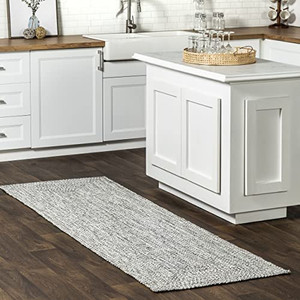 lot 8536 image: nuLOOM Wynn Braided IndoorOutdoor Runner Rug, 2 6 x 6, Light GreySalt and Pepper