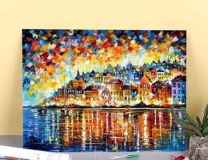 lot 9057 image: Italy Harbor Canvas Oil Painting