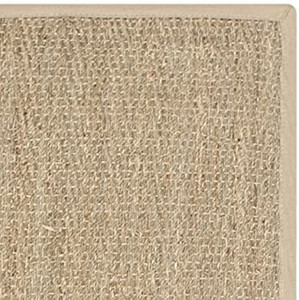lot 9078 image: Natural Fiber Collection 26 x 8 Beige NF115A Border Herringbone Seagrass Runner Rug