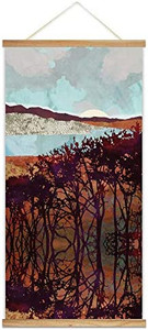 lot 9103 image: SIGNFORD Wooden Framed Hanging Poster Nordic Style Nature Landscape Wall Picture Poster Artwork for Home Decoration Ready to Hang - 18x36