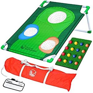 lot 9166 image: GoSports BattleChip Backyard Golf Cornhole Game - Includes Chipping Target, 16 Foam Balls, Hitting Mat and Carrying Case (B07K9BTSNZ)
