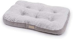 lot 9168 image: PoochPlanet LuxeSpot Crate Mat, Dog Bed, Cozy, Cushioned, Durable Plush, Soft, Tufted, Thick, 2-Tone Gray, SMALL