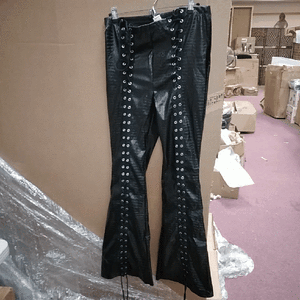 lot 9922 image: black snakeskin bell bottom pants with tie