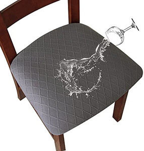 lot 9951 image: Genina Waterproof Seat Covers for Dining Room Chairs Covers Dining Chair Cover Kitchen Chair Covers (Dark Gray, 6 Pcs
