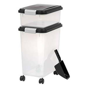 lot 5867 image: IRIS 3-Piece Airtight Pet Food Container Combo Black