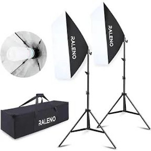 lot 6065 image: RALENO Softbox Photography Lighting Kit 20X28 Photography Continuous Lighting System Photo Studio Equipment with 2pcs E27 Socket 5500K Bulb Photo Model Portraits Shooting Box